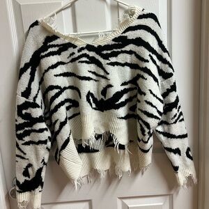 Stylish Zebra Print Sweater